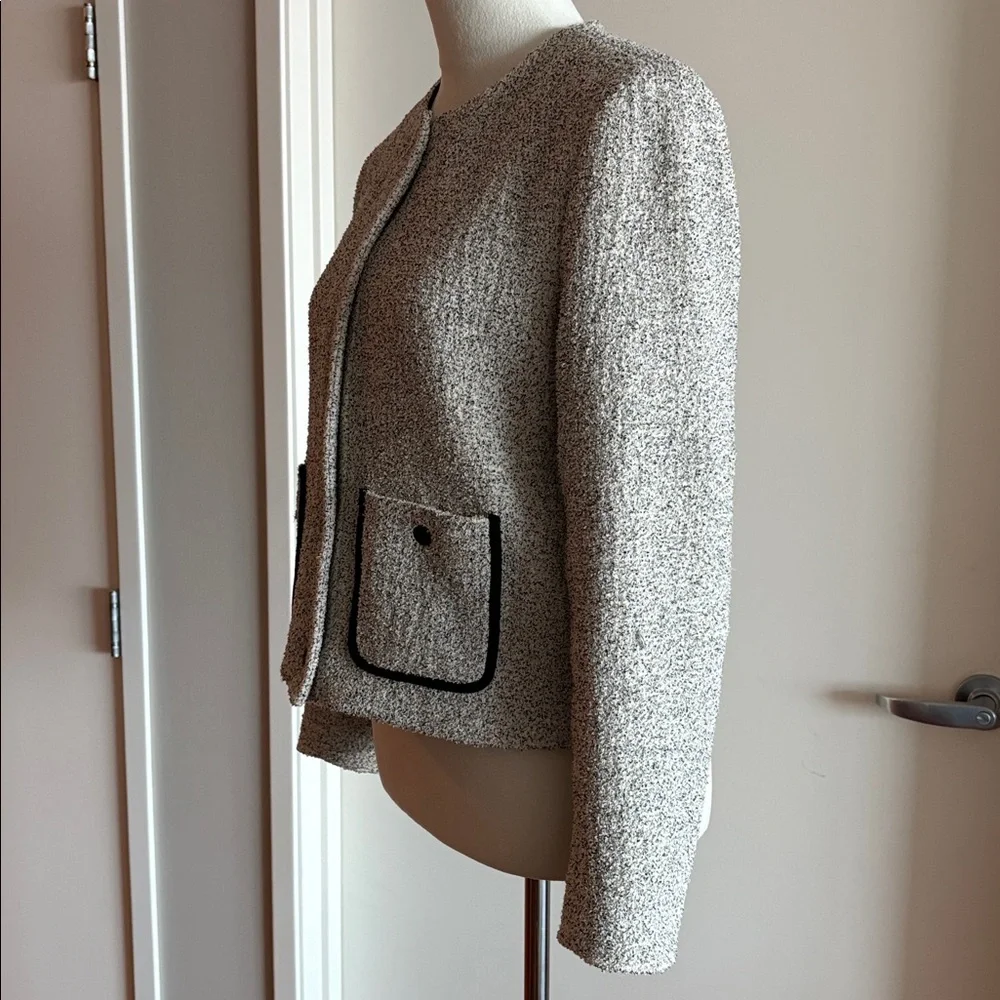 Rag & Bone Cannon Tweed Snap Front Jacket Ivory Black Bouclé Style Size 0 - Picture 3 of 9